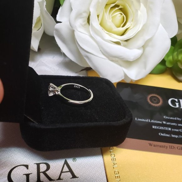 1 Carat Moissanite Ring with 925 Sterling Silver Band- RESIZABLE RING - Picture 3 of 6